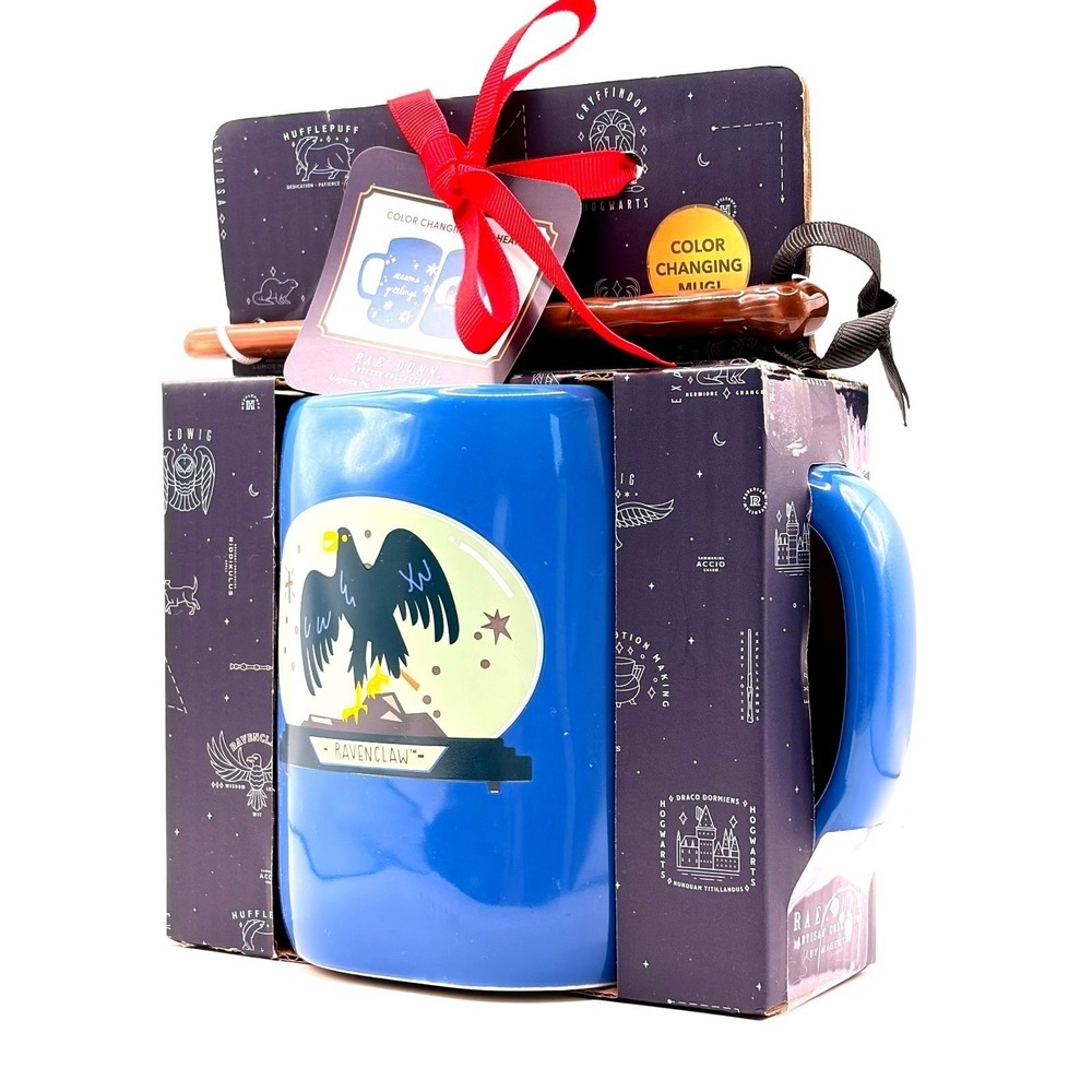 NEW Rae Dunn Harry Potter Ravenclaw Color‎ Changing Mug w/ Wand Stir